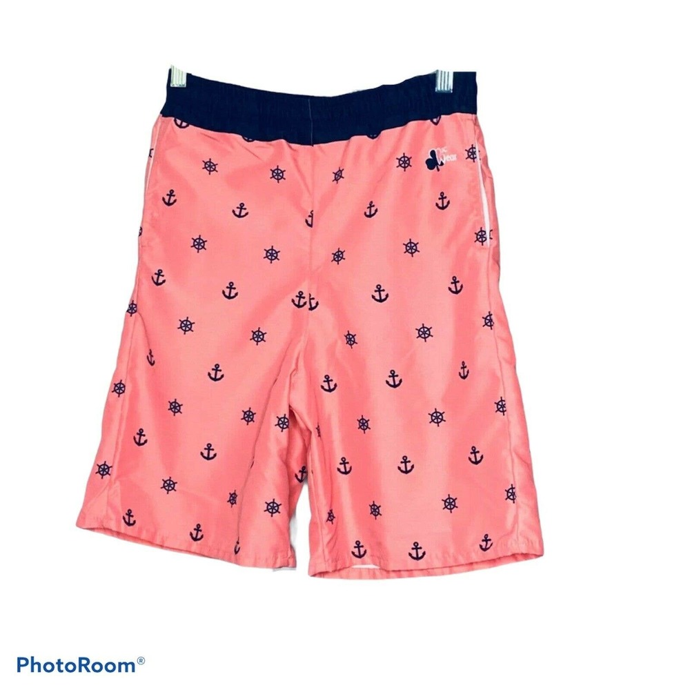 Boys Swim Trunks Swim‎ Suit Coral Nautical Preppy Anchors Pink XL